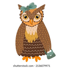 owl character flat design, isolated