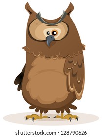 Owl Character/ Illustration of a funny cute cartoon owl bird character standing