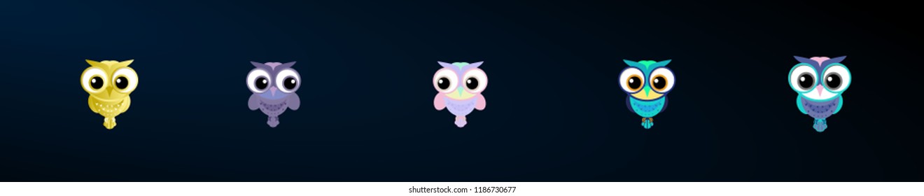 owl character logo, Set of animals vector company business logo icons popular web concepts, logo with philosopy mean energy grow dream creative and spirit
