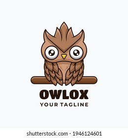 Owl character mascot logo design vector illustration