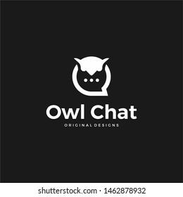 owl chat logo design is simple black and white