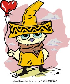 The owl child with a balloon