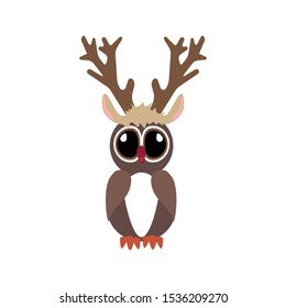 Owl in christmas costume illustration on the white background. Vector illustration