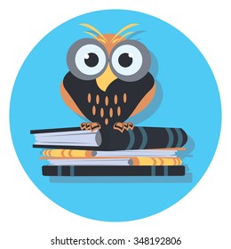 owl circle icon with shadow