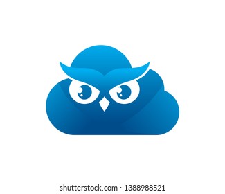 Owl Cloud Logo Template, Icon, Symbol