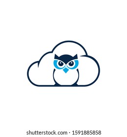 Owl Cloud logo vector in modern colorful logo design. Owl and cloud icon vector isolated on white background.	
