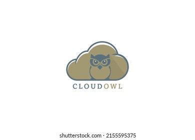 Owl Cloud logo vector in modern colorful logo design. Owl and cloud icon vector isolated on white background.