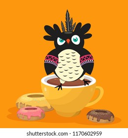 owl and coffee illustration