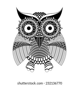 Owl collection hand drawn style, funny doodle, vector Illustration, anti stress coloring page for coloring book and can be use for t-shirt, logo, invitation, greeting card, fashion