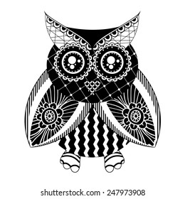 Owl collection hand drawn style, funny doodle, vector Illustration, anti stress coloring page for coloring book and can be use for t-shirt, logo, invitation, greeting card, fashion