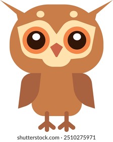 Owl color icon. Wise night bird character