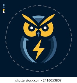 Owl color vector logo, emblem, and icon for company branding. Tattoo art style. Symbol of wisdom and knowledge.