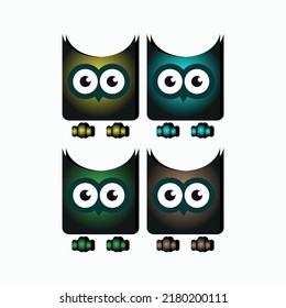 Owl Colorful Gradient Cartoon Realistic Vector Illustration