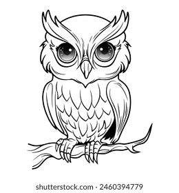 Owl, Coloring book for kids. vector illustration