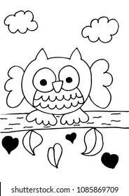 Owl, coloring page.