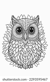 Owl coloring page. Great for coloring book, wrapping, printing, fabric and textile. Vector illustration