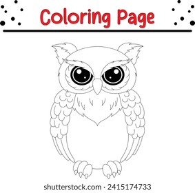 página de color búho para niños. Animales vectores en blanco y negro para libro de colorantes