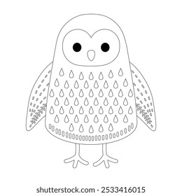 Owl Coloring Page with Nature Elements. Cute owl vector illustration. Perfect for seasonal coloring activities and designs