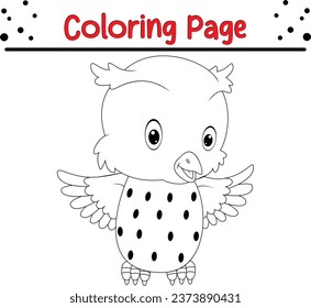 ilustración vectorial de página de color de búho. Libro Bird Coloring para los niños.