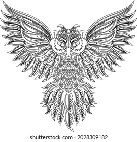 Owl Coloring Pages With Line Art Design Hand Drawing Sketch Vector illustration For Adult And Kids Coloring Book