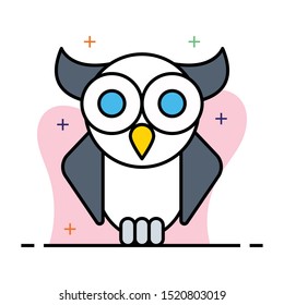 owl colour line vector icon