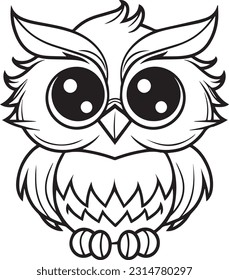 Owl, colouring book for kids, vector illustration	