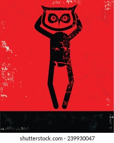 Owl concept,human resource on red background,grunge vector