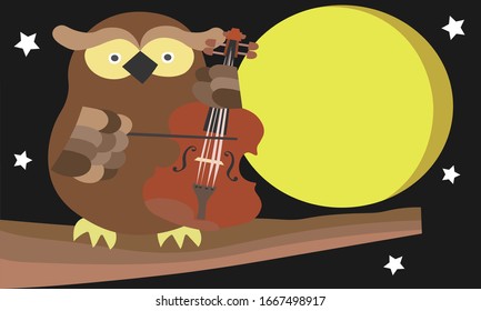 Owl concert on a full moon night