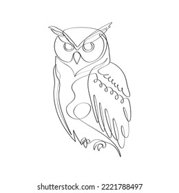 Owl continues line drawing details art