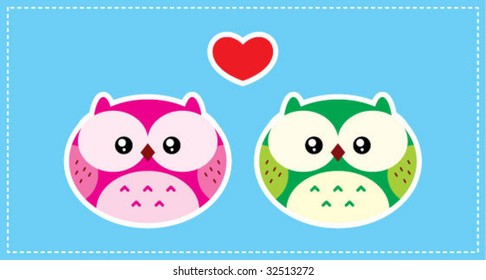 owl couple greeting card