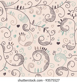 owl couple in love on tree branch with big heart and romantic background