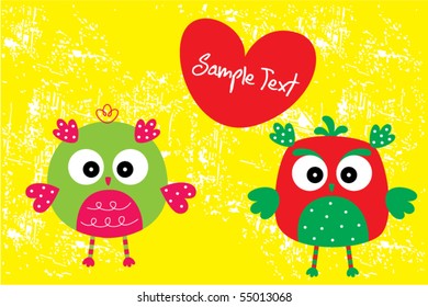 owl couple valentine greeting