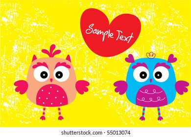 owl couple valentine greeting