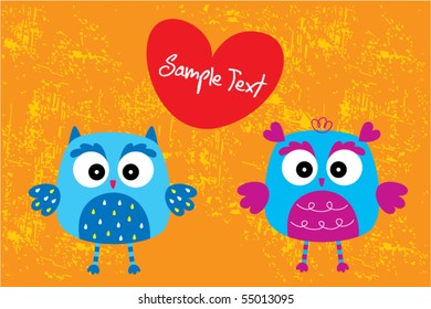 owl couple valentine greeting