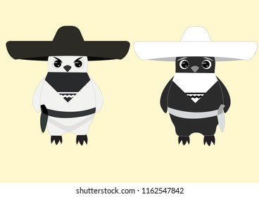 owl in a cowboy costume against a yellow background.