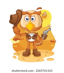 el vaquero de búho con vector de carácter de arma