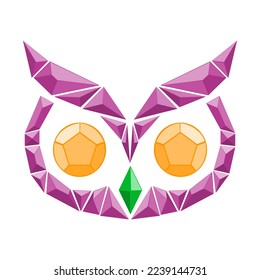 Owl cristal logo with diamond eye vectors icon 