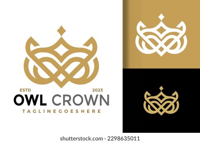 Owl Crown Logo vector icon illustration
