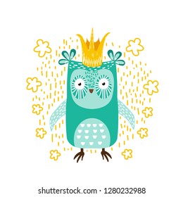 owl in crown vector