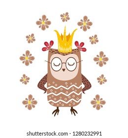 owl in crown vector