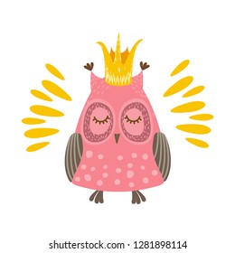 owl in crown vector