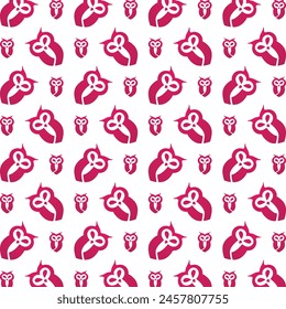 Owl cunning trendy multicolor repeating pattern vector illustration background design
