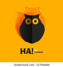Owl cut of paper. Icon for Halloween. Flat design. background. Vector illustration