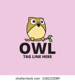 owl cute animal logo vector