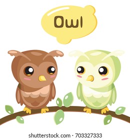 Owl cute cartoon design, vector illustration.