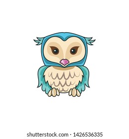owl cute cartoon icon vector on a white background