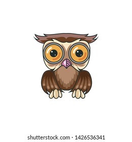 owl cute cartoon icon vector on a white background