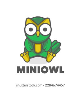 Owl cute cartoon mascot simple