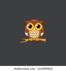 Owl Cute Image Vector Icon Dark Background
