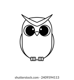 owl cute outline drawing suitable for coloring books for children black and white educational preschool activity sheet vector isolated